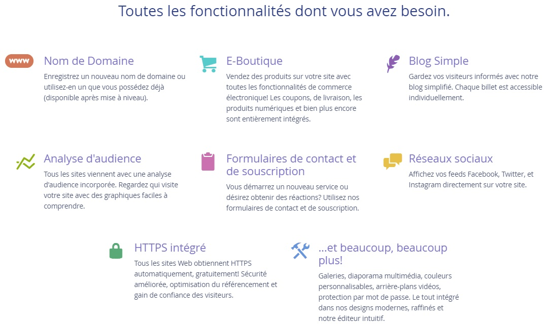 null Fonctionnalités de site web